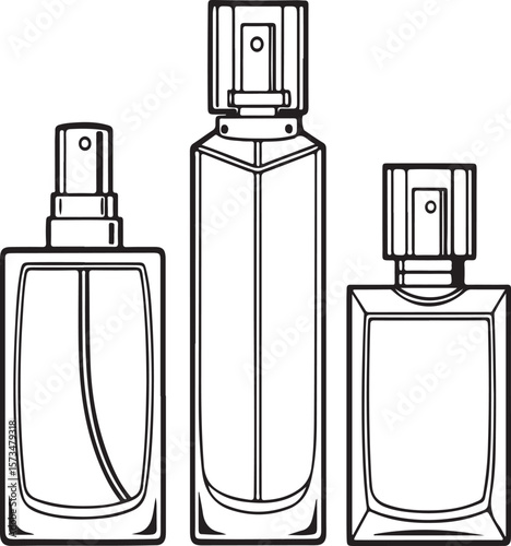 Elegant black and white perfume bottle designs collection in minimalist style