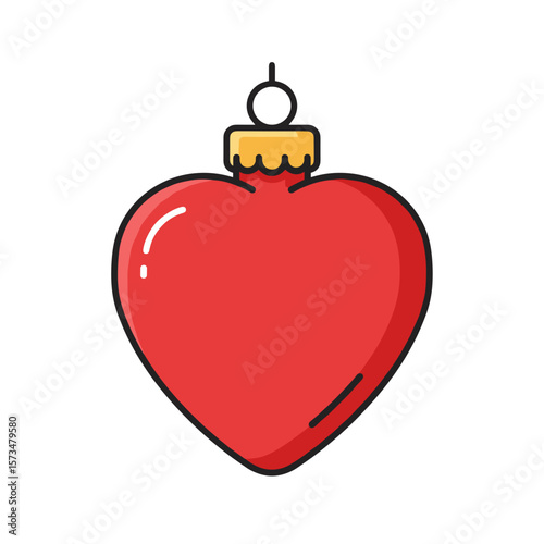 Red heart-shaped Christmas ornament with golden cap  