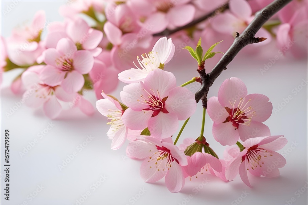 Obraz premium pink cherry blossom isolated on solid background