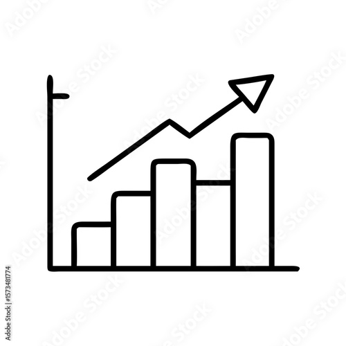 Line graph showing increasing trend in simple black design concept of icon  