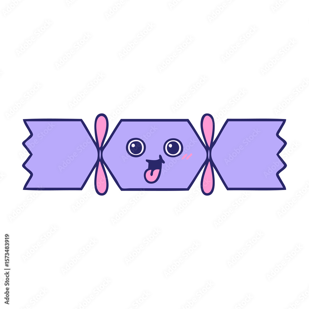 Fototapeta premium cute cartoon of a christmas cracker in bright neon color