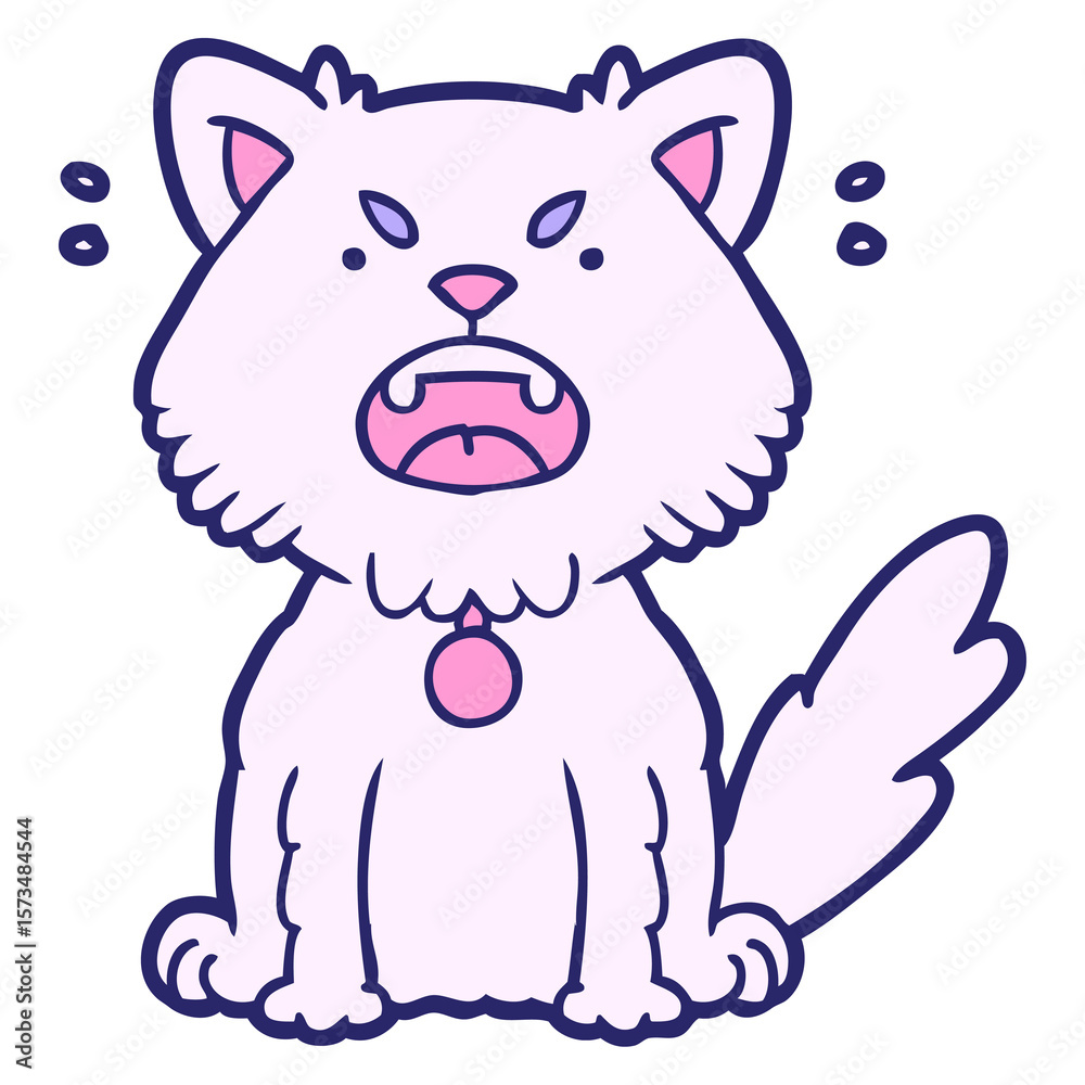 Obraz premium cartoon angry cat in bright neon color