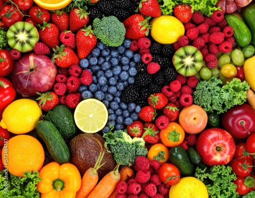 Fototapeta Naklejka Na Ścianę i Meble -  Colorful array of fresh fruits and vegetables (1)