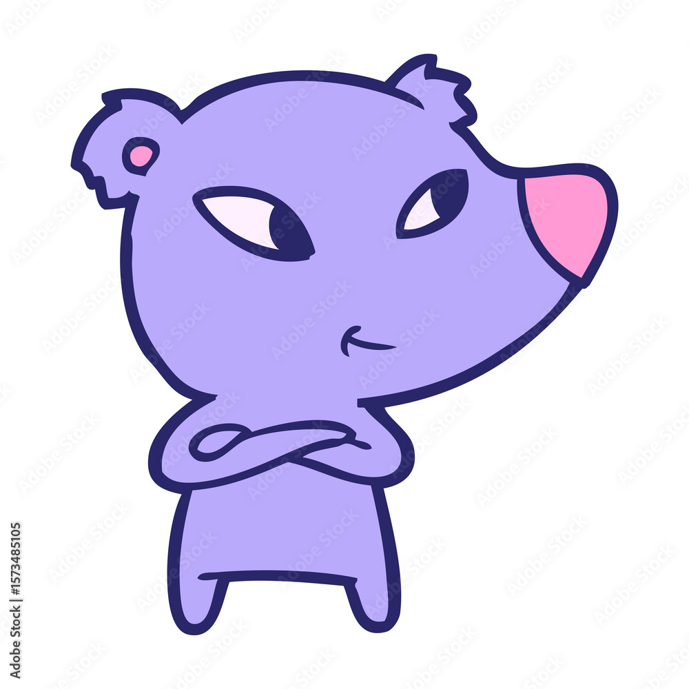 Fototapeta premium cute cartoon bear in bright neon color