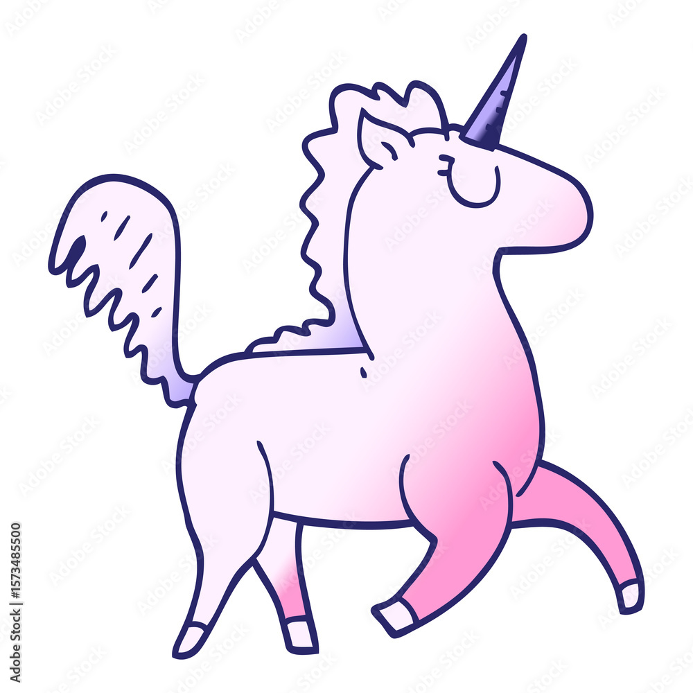 Fototapeta premium cartoon doodle unicorn in bright neon color