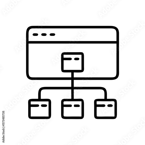 Website sitemap icon in black outline