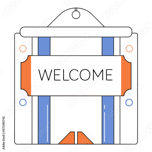 Welcome hanging door sign with ribbon