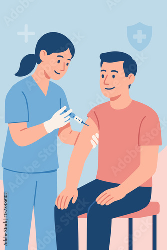 Flat Vector Pharmacist Giving Medicine