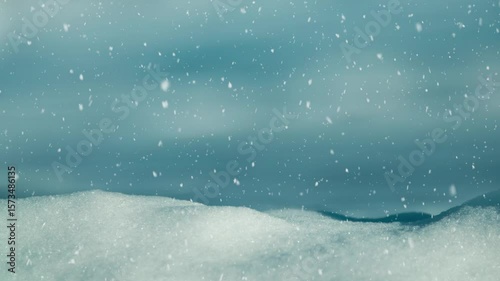 Winter landscape - Christmas background with falling snow. Seamless snowing loop. 