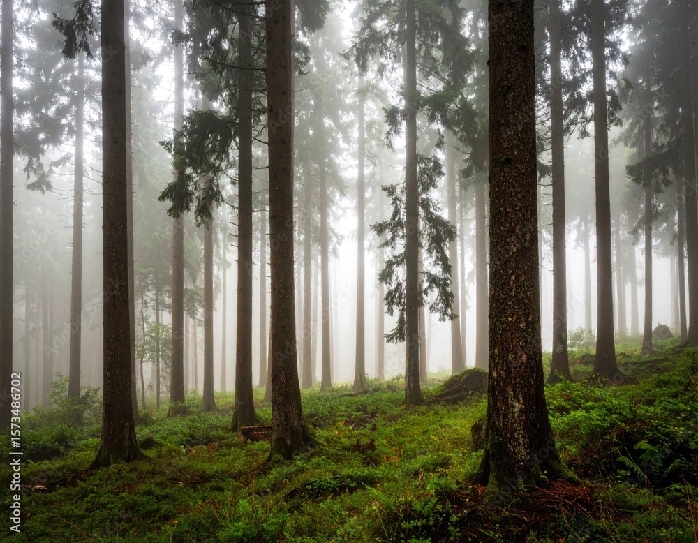 Obraz premium Misty forest scene