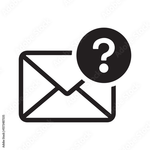 Black envelope with question mark symbol mail message