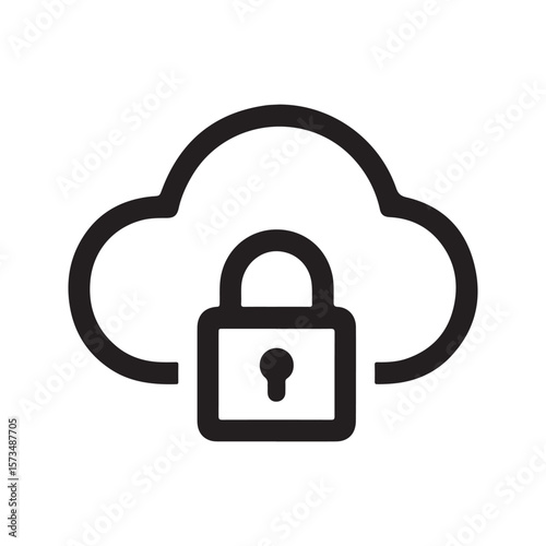 Cloud security lock icon protection data