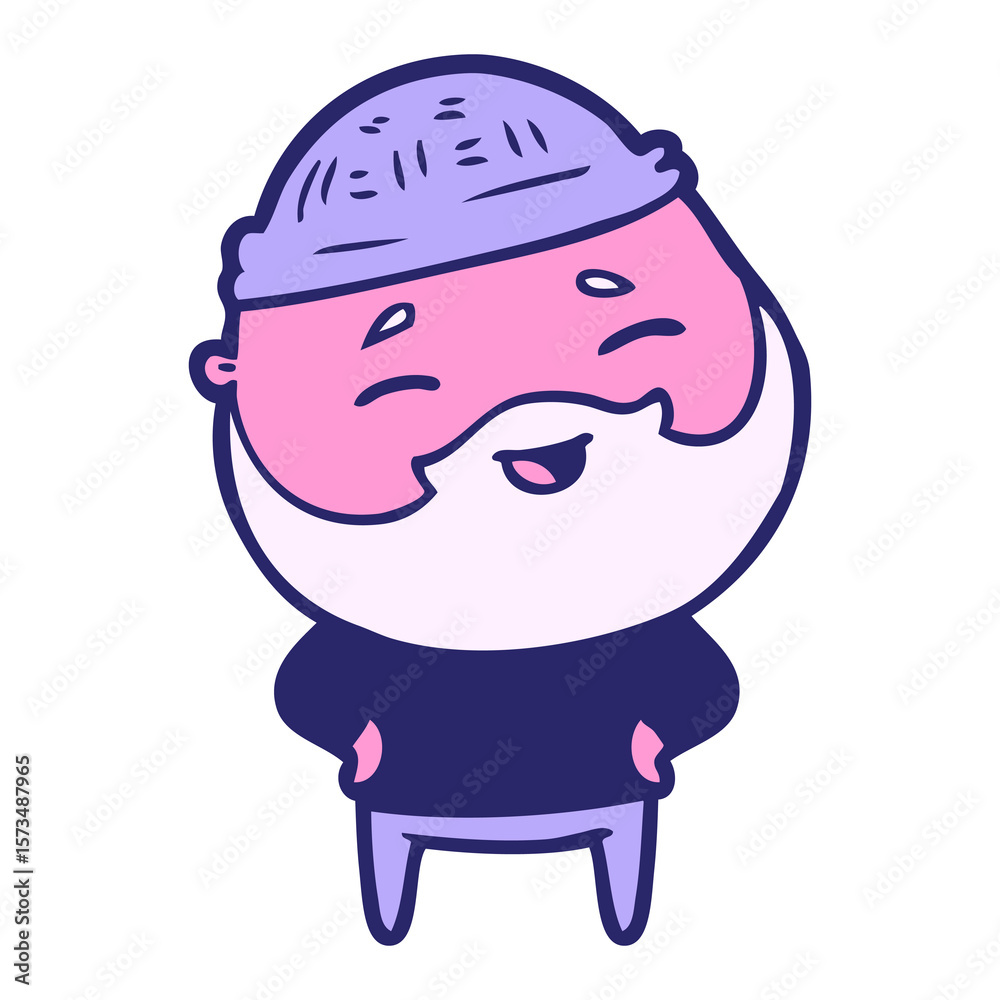 Obraz premium cartoon happy bearded man in bright neon color