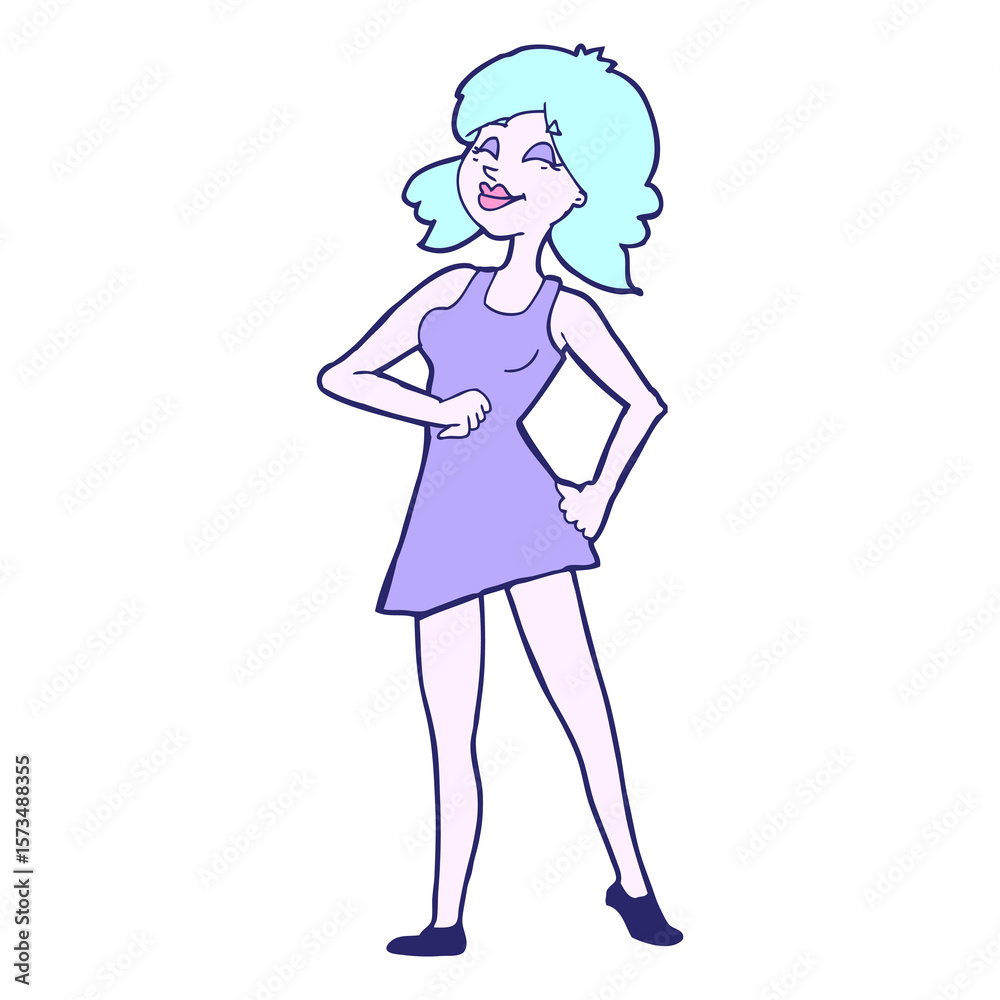 cartoon proud woman in bright neon color cartoon proud woman in bright neon color