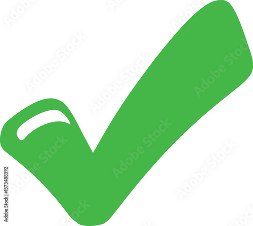 Green Check Mark Hand-Drawn Vector Illustration