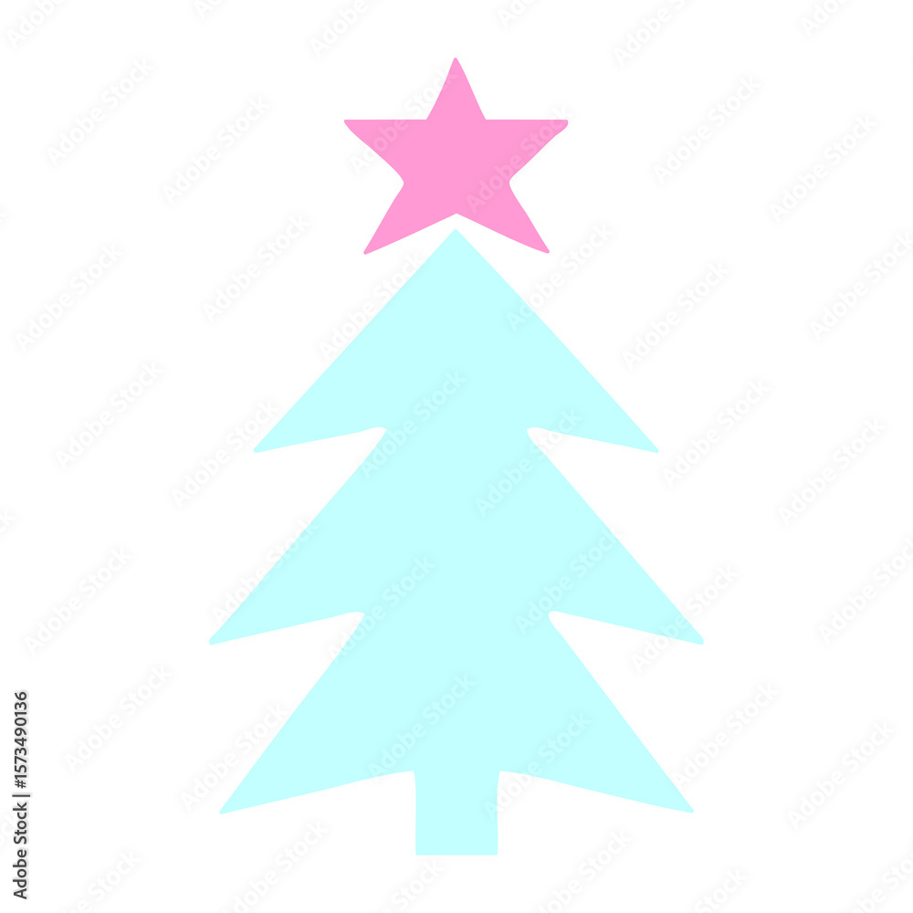 Fototapeta premium flat symbol of a christmas tree icon in bright neon color