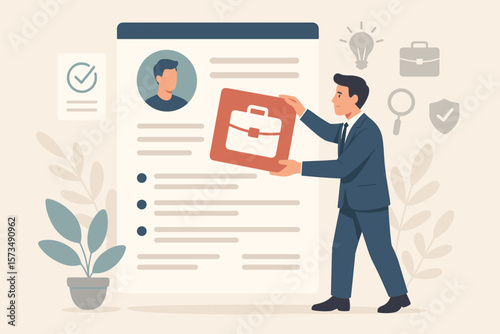 Professional resume work experience skills qualifications expertise biography job opportunity capability competence certification concept businessman career application