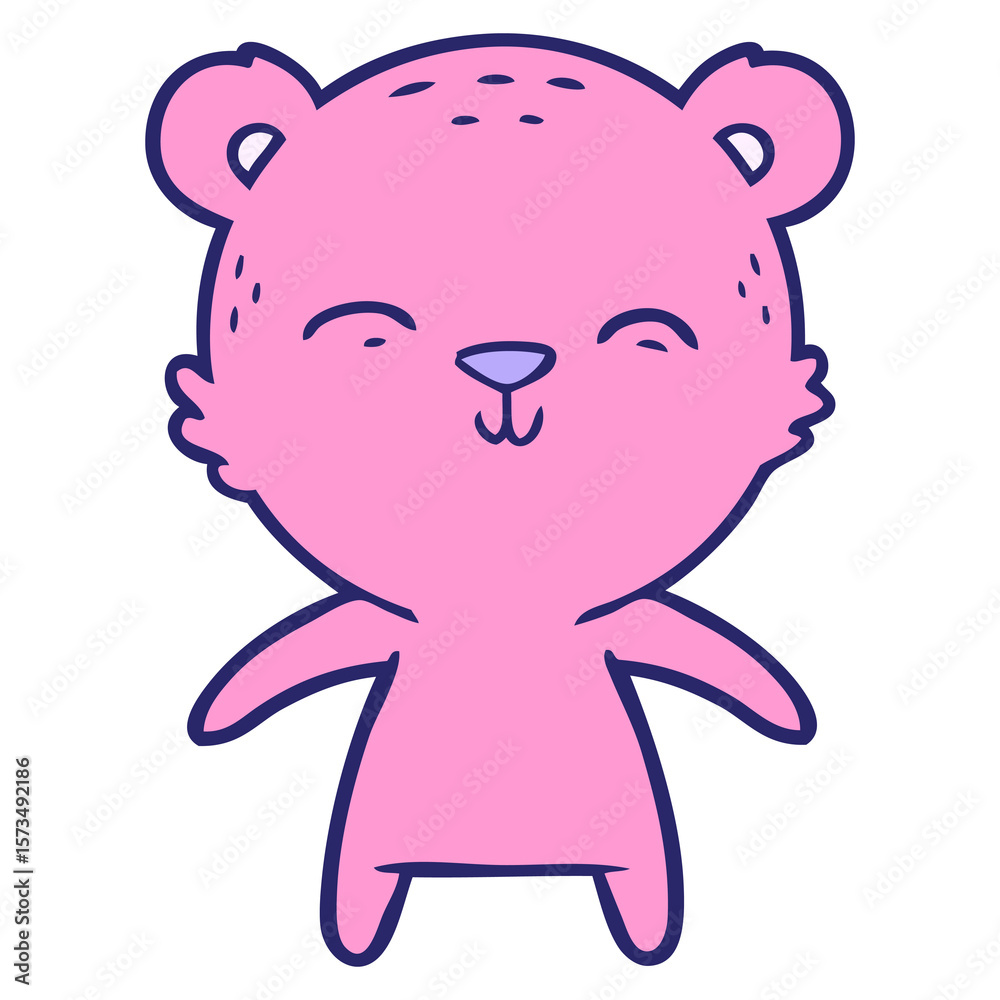 Fototapeta premium happy cartoon bear in bright neon color