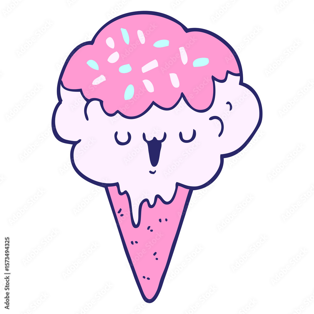 Obraz premium cartoon ice cream in bright neon color