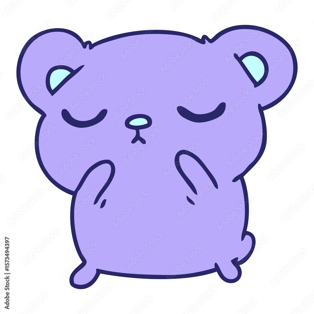 Obraz premium freehand drawn cartoon of a cute bear in bright neon color