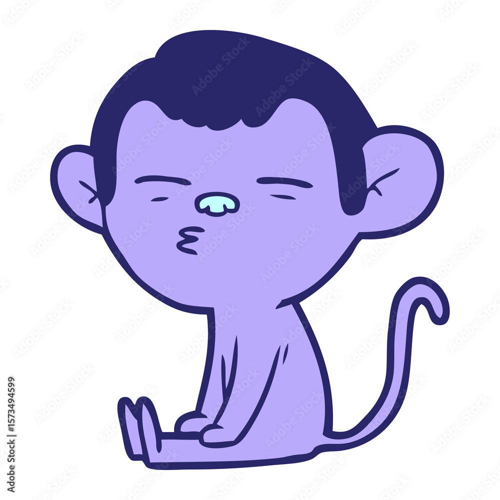 Fototapeta premium cartoon suspicious monkey in bright neon color