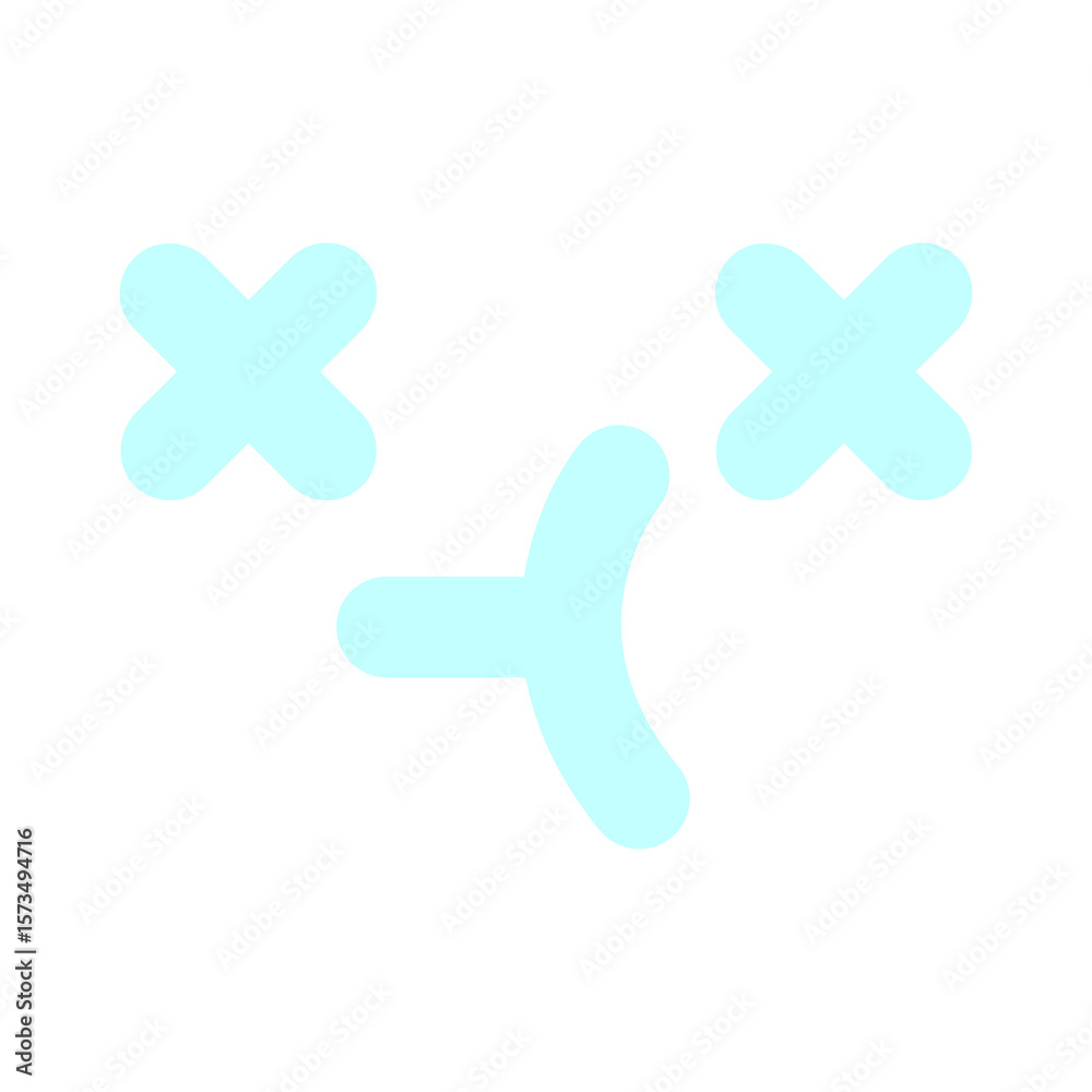 Fototapeta premium unsure cross eyed face icon in bright neon color