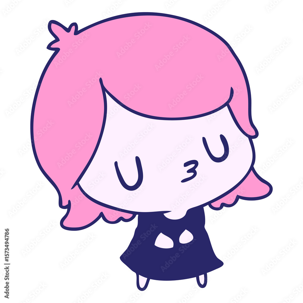 Fototapeta premium cartoon illustration of a cute kawaii girl in bright neon color