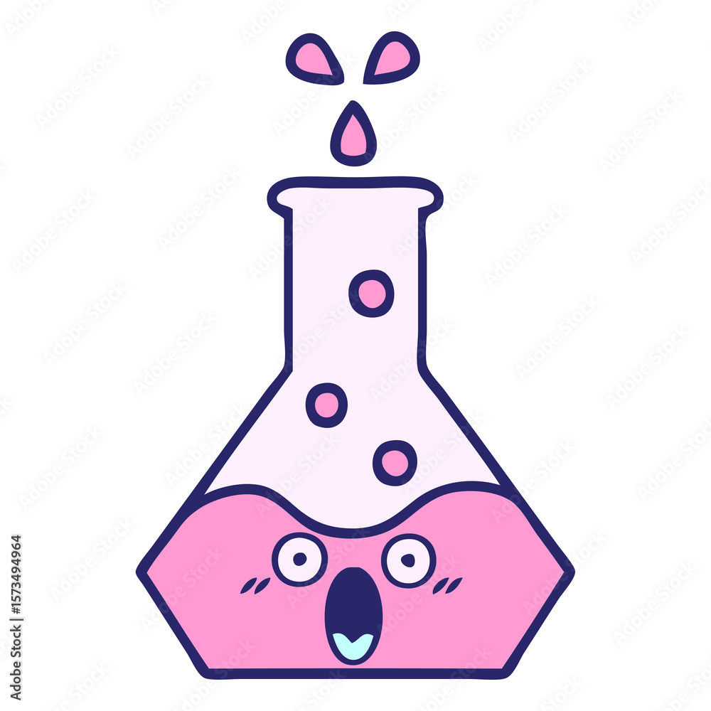 cute cartoon of a science beaker in bright neon color cute cartoon of a science beaker in bright neon color