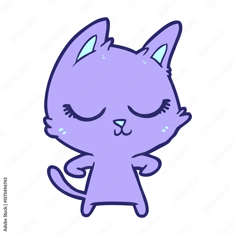 calm cartoon cat in bright neon color calm cartoon cat in bright neon color