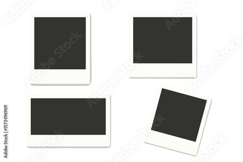 Realistic Polaroid Photo Frame Collection. Blank Instant Photo Border Mockup. Empty Retro Square and Rectangle Frames. Isolated Vector Illustration for Memories, Scrapbooking, Photography Design