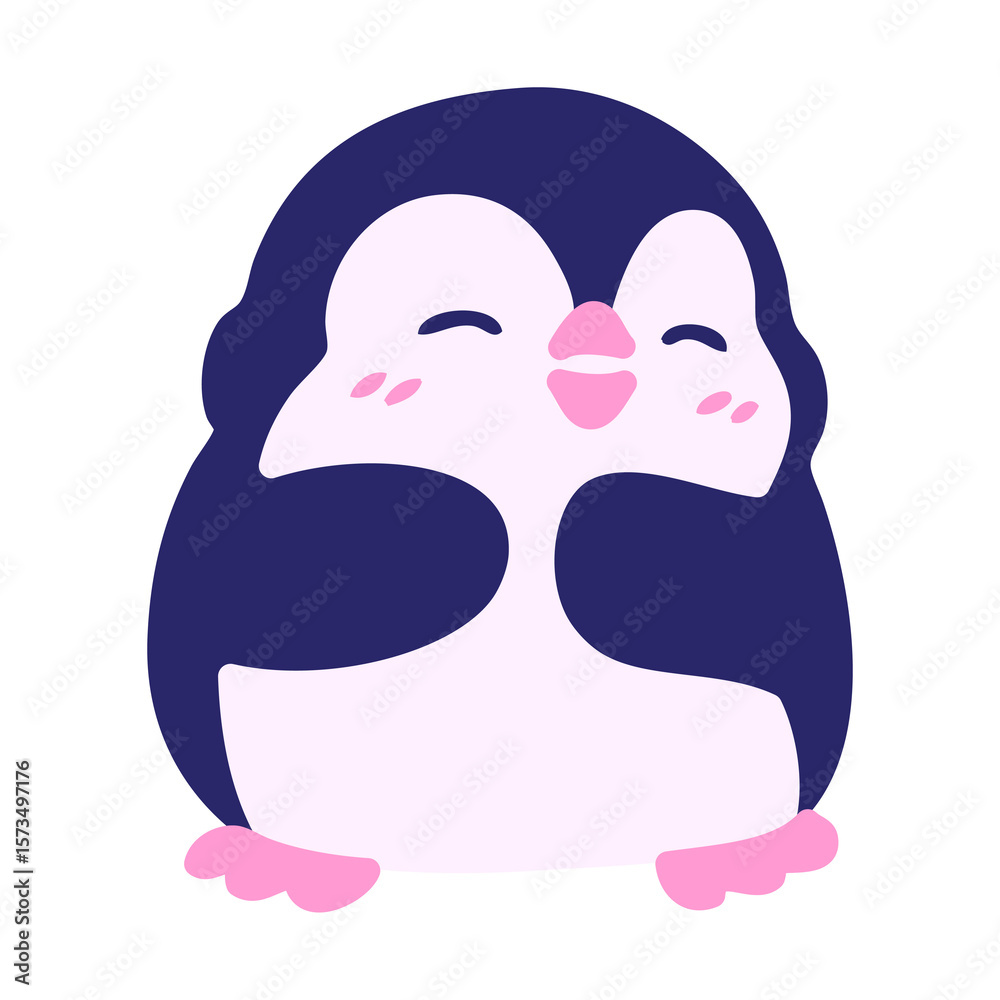 Obraz premium cute christmas penguin in bright neon color
