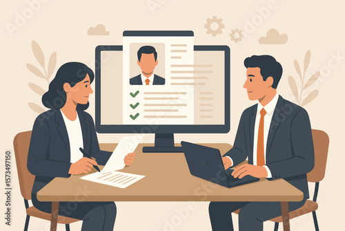 Human Resources Recruitment Interview, Resume Review and Candidate Selection Process, Business People Evaluating Job Applicant, Talent Validation, Employment Hiring, Office HR Meeting