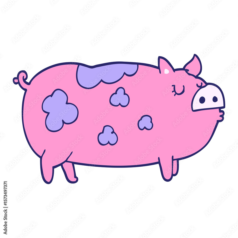 cartoon pig in bright neon color cartoon pig in bright neon color