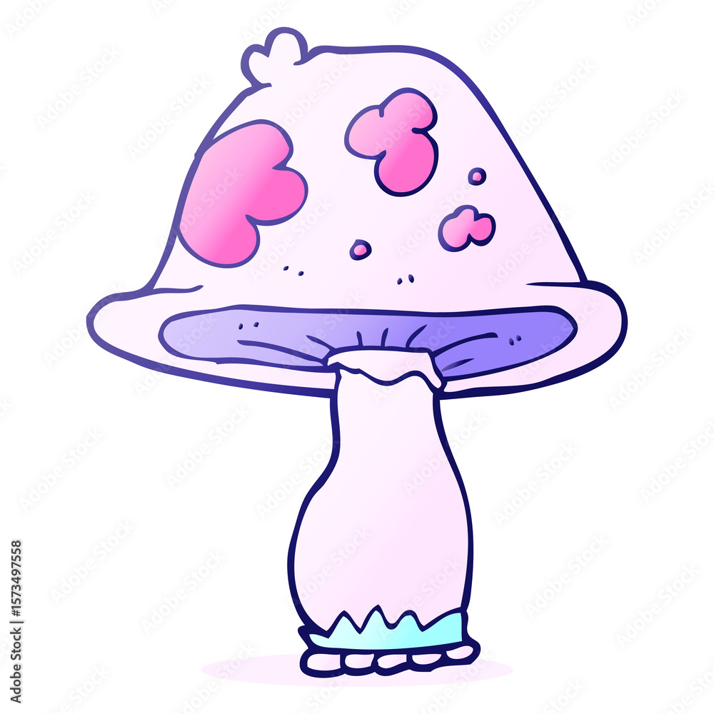 freehand drawn cartoon mushroom in bright neon color freehand drawn cartoon mushroom in bright neon color