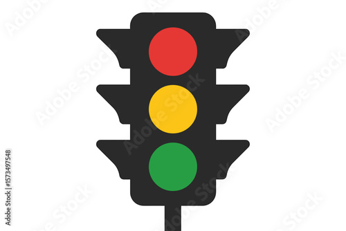 Traffic Light Vector Illustration. Red, Yellow, Green Signal. Stoplight Icon. Road Safety Symbol. Urban Intersection. Traffic Control. Transportation Concept. Isolated Clipart. Modern Flat Design