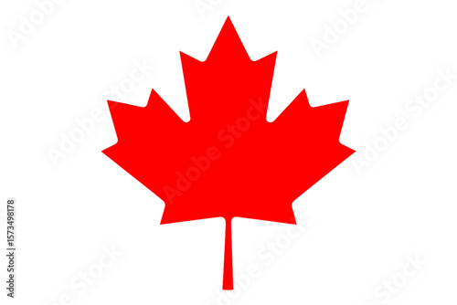 Red maple leaf, the national symbol of Canada. Vector illustration of the iconic Canadian flag element. Simple, flat design icon for patriotism, travel, and culture.