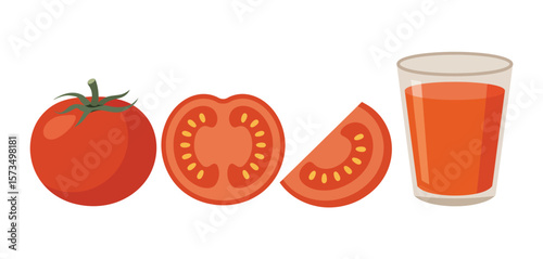 Whole and Sliced Tomatoes with Tomato Juice