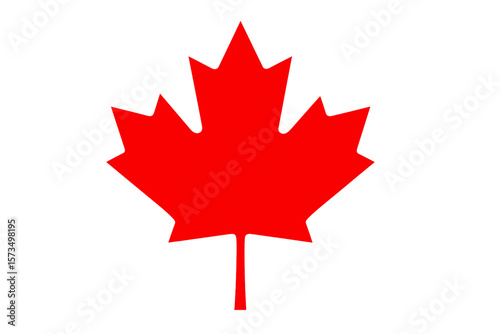 Red maple leaf icon, the national symbol from the flag of Canada. Vector graphic illustration design element. Canadian patriotism emblem. Isolated on white background concept.