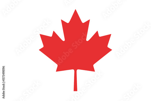 Red maple leaf icon from the Canadian flag. National symbol of Canada. Simple flat vector graphic for Canada Day celebration. Emblem of patriotism and North American pride.