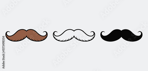 Three Different Colored Mustache Icons