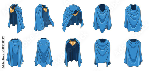 Various Superhero Cape Designs in Different Angles
