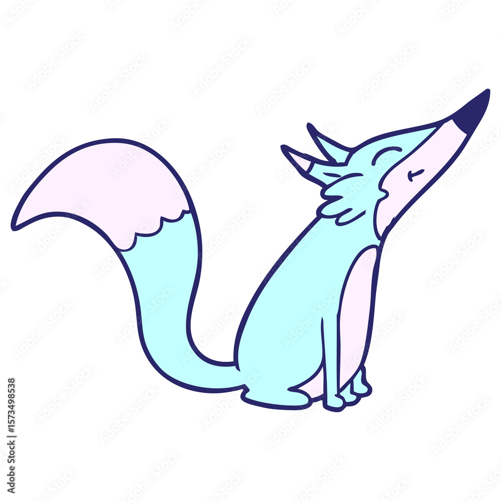 Naklejka premium cartoon arctic fox in bright neon color