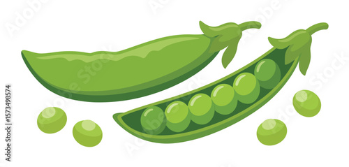Fresh Green Peas in Pod and Scattered