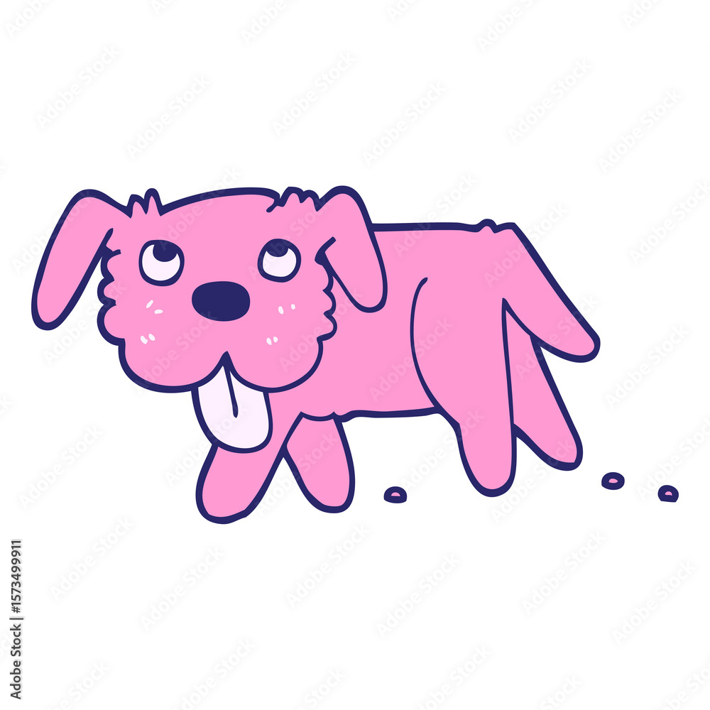 Obraz premium hand drawn doodle style cartoon happy dog in bright neon color