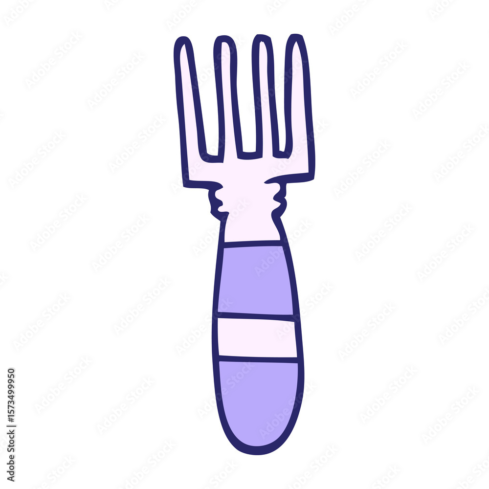 Fototapeta premium hand drawn doodle style cartoon fork in bright neon color