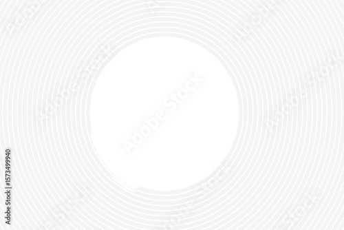White concentric circle background. Minimal abstract radial pattern with soft gradient for modern design. Sound wave concept. Vector illustration for wallpaper, web, banner.