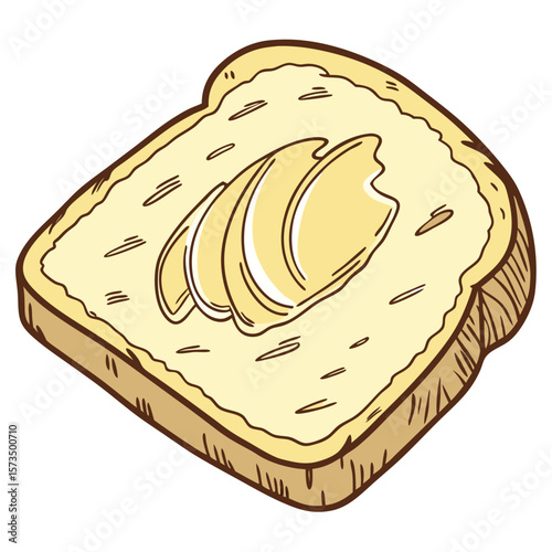 “Bread and Butter Isolated on White Background”