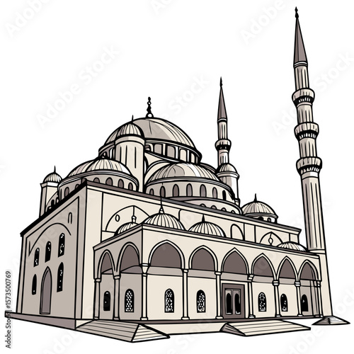 “Mosque Building Isolated Vector Illustration”
