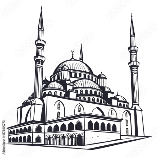 “Mosque Building Isolated Vector Illustration”
