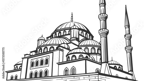 “Mosque Building Isolated Vector Illustration”